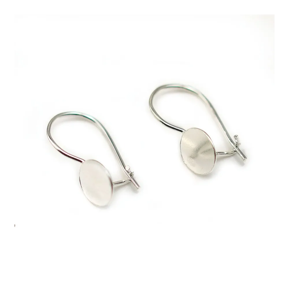 Crochets d'oreilles disque , argent 925 ,7.7x19mm x  2pcs 