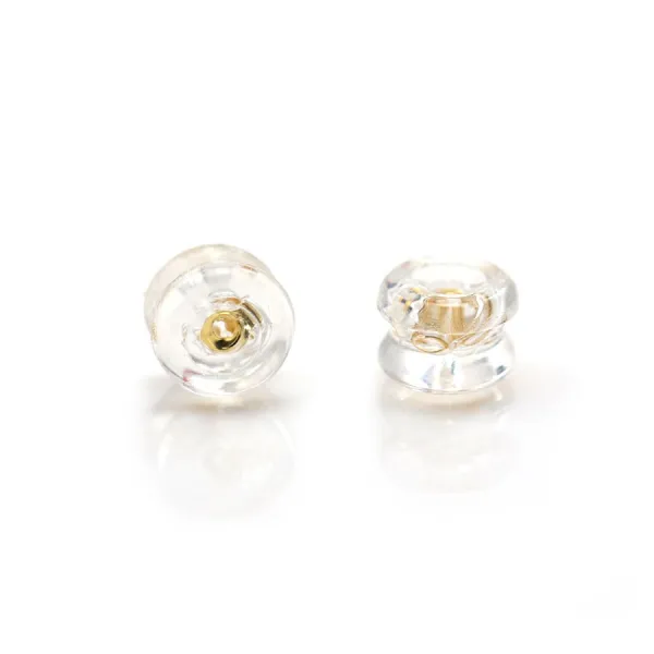 Ear clutches, gold sterling silver and silicone 6mm x 6pcs