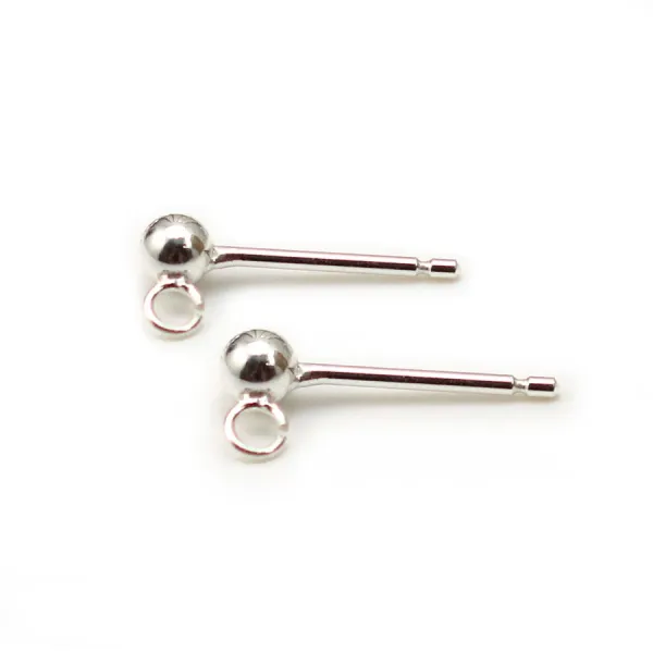 Clous d'oreilles boule 3 mm en Argent 925 x2 