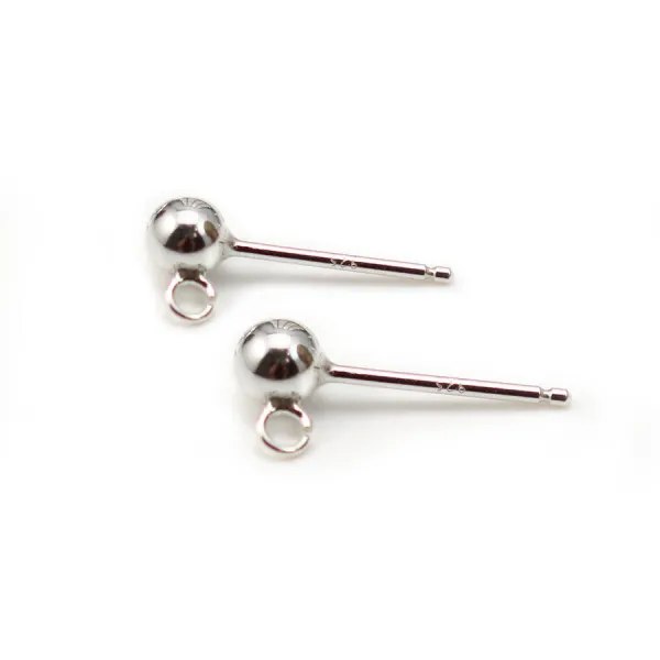 Clous d'oreilles boule 3 mm en Argent 925 x2 