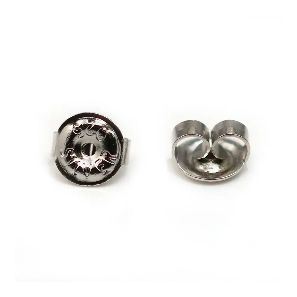 Poussoirs, Argent 925 Rhodié  6.5mm x 4 pcs