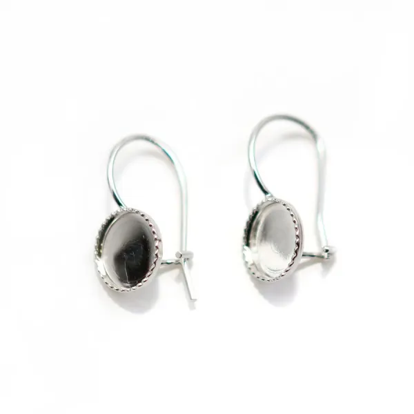 Crochet d'oreilles en argent 925, porte cabochon 8mm x 2pcs