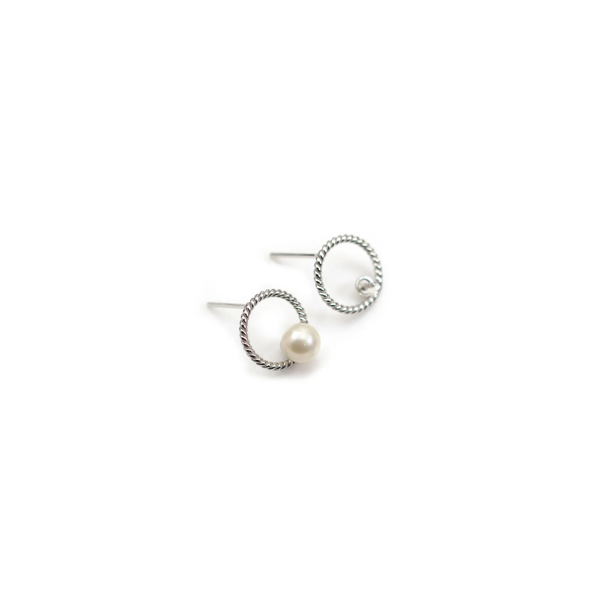2 Paires De Clous D'oreilles Fantaisie - Métal Doré Et Argenté Avec Zircons - Occasion