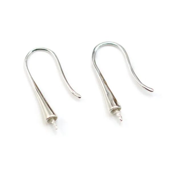 Argent 925 Rhodié Clou boucle D'oreille en coupelle x 2pcs