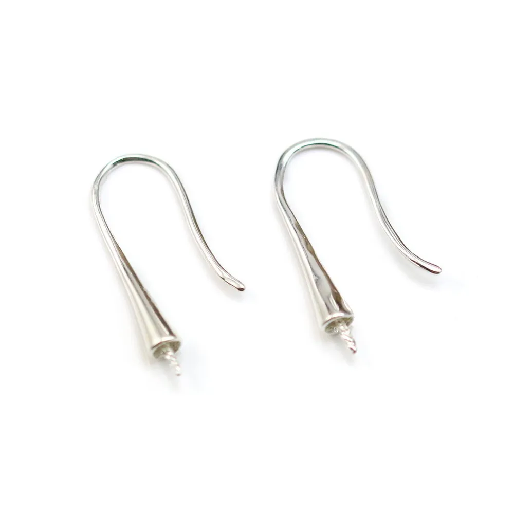 Argent 925 Rhodié Clou boucle D'oreille en coupelle x 2pcs