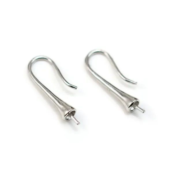 Argent 925 Rhodié Clou boucle D'oreille en coupelle x 2pcs