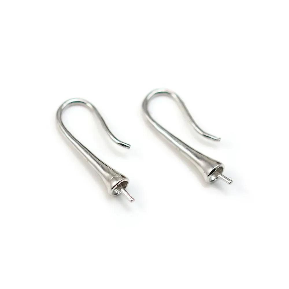 Argent 925 Rhodié Clou boucle D'oreille en coupelle x 2pcs