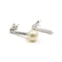 Clou d'oreille argent 925 rhodié zirconium, 4x17mm, coupelle 2.5x3mm x 2pcs