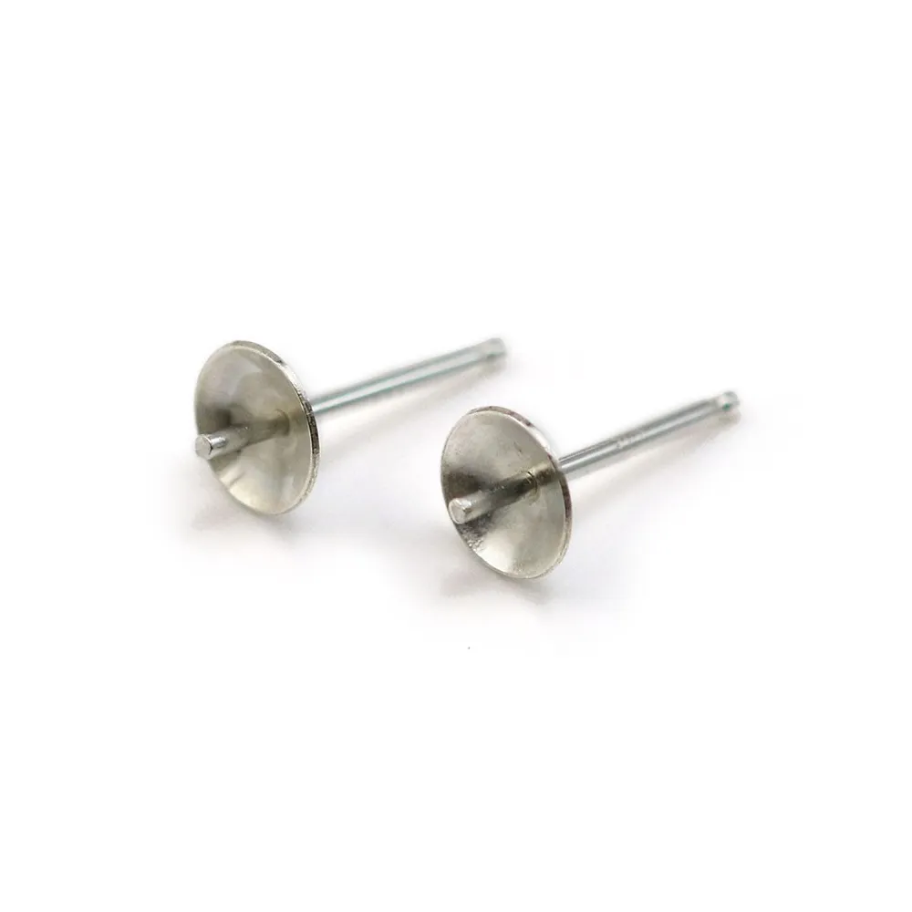 Clous D'oreilles pour perles semi-percées, Argent 925 6mm  X4 st 