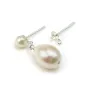 Ear clutches for half-drilled pearls with ring, Sterling Silver 925  4mm  x 2pcs 