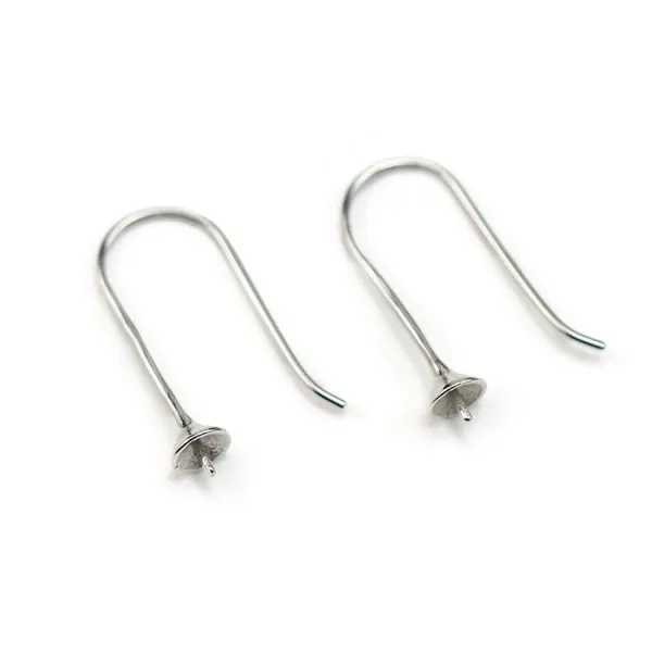 Crochets D'oreilles pour perles semi-percées, Argent 925 30mm x 2pcs