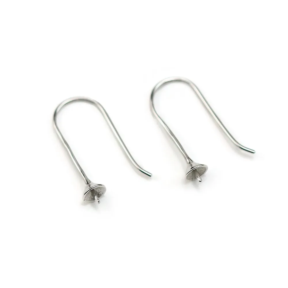 Crochets D'oreilles pour perles semi-percées, Argent 925 30mm x 2pcs