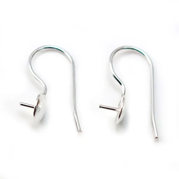 Crochets d'oreilles en argent 925, avec coupelle, 21 * 9mm  x 2pcs