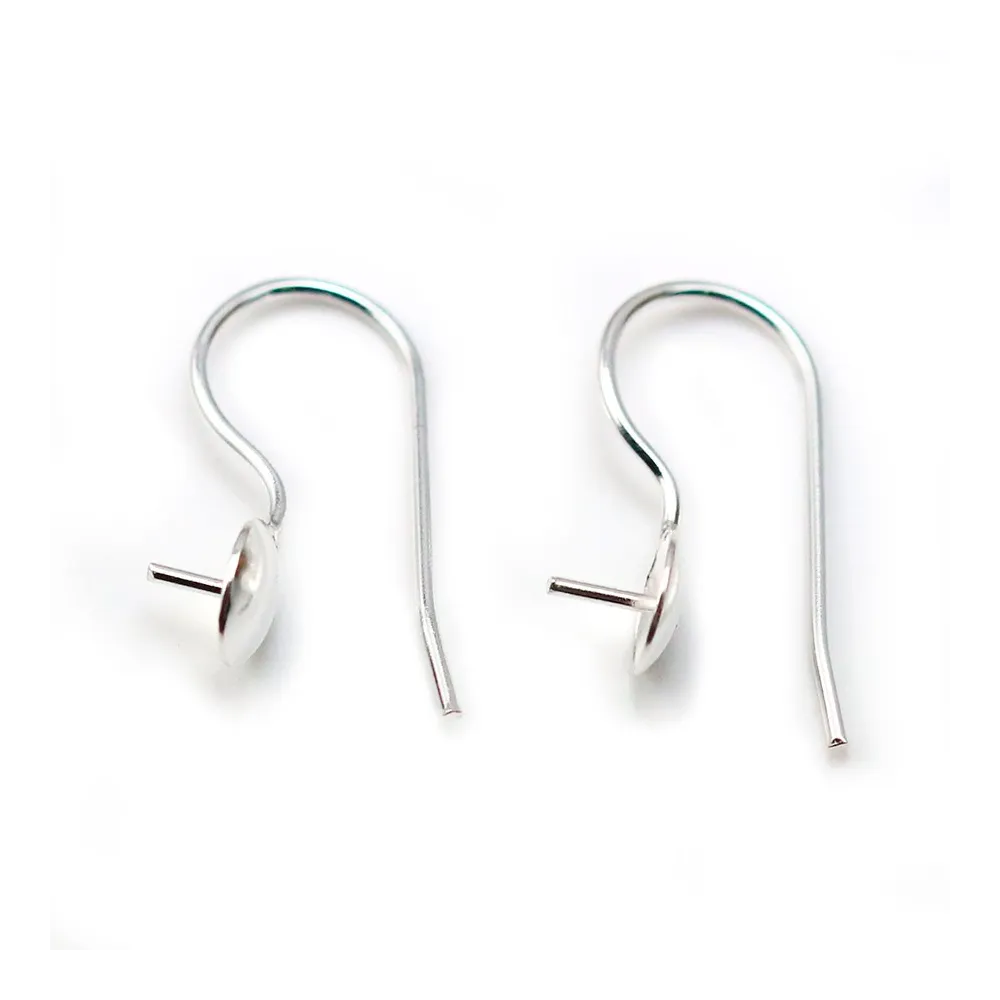 Crochets d'oreille en argent 925, avec coupelle, 21 * 9mm  x 2pcs