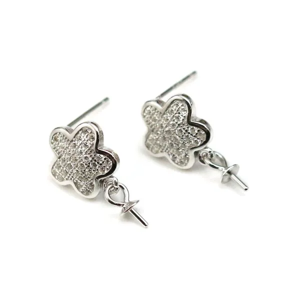 Argent 925  Rhodié treflet 8mm x 4pcs