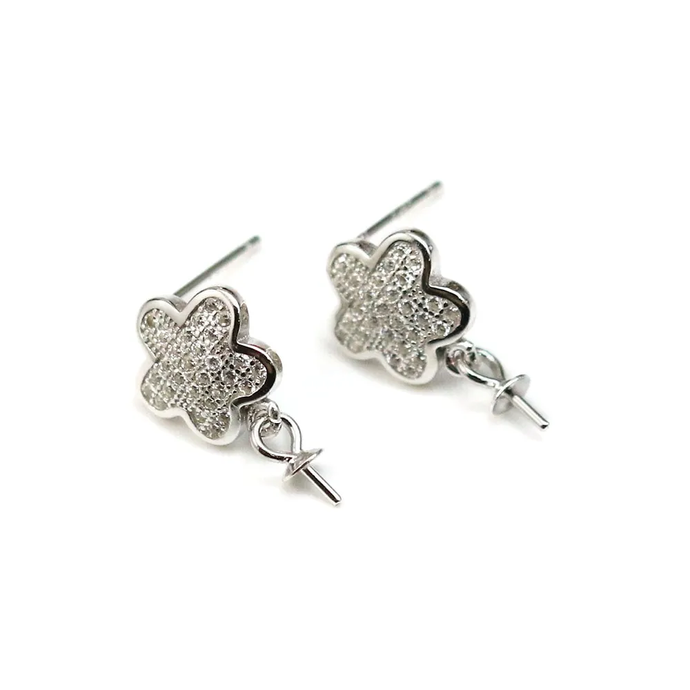 Argent 925  Rhodié treflet 8mm x 4pcs