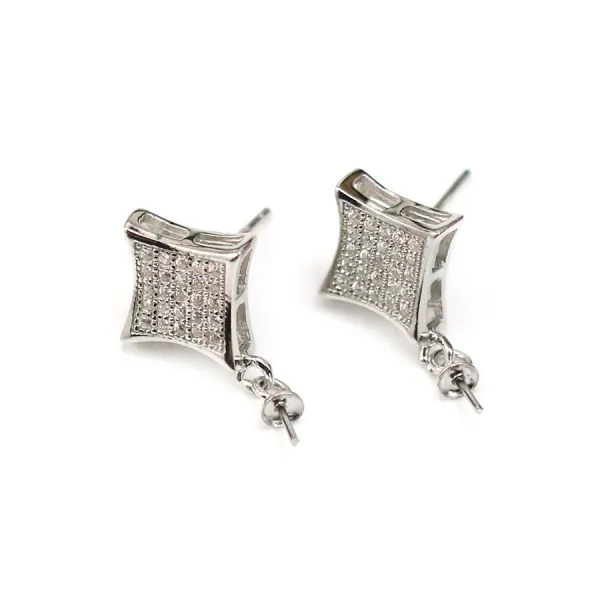 Argent 925  Rhodié Clou d'oreille x 4 st 