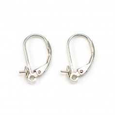 Leverbacks for half-drilled pearls, 925 Sterling Silver  8mm x 2pcs