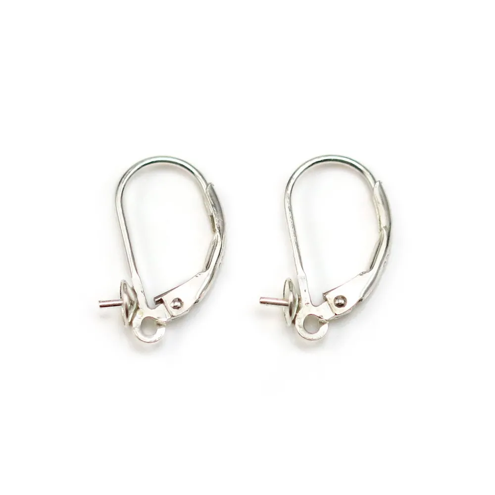 Dormeuses pour perle demi-percée, Argent 925  8mm  x 2pcs