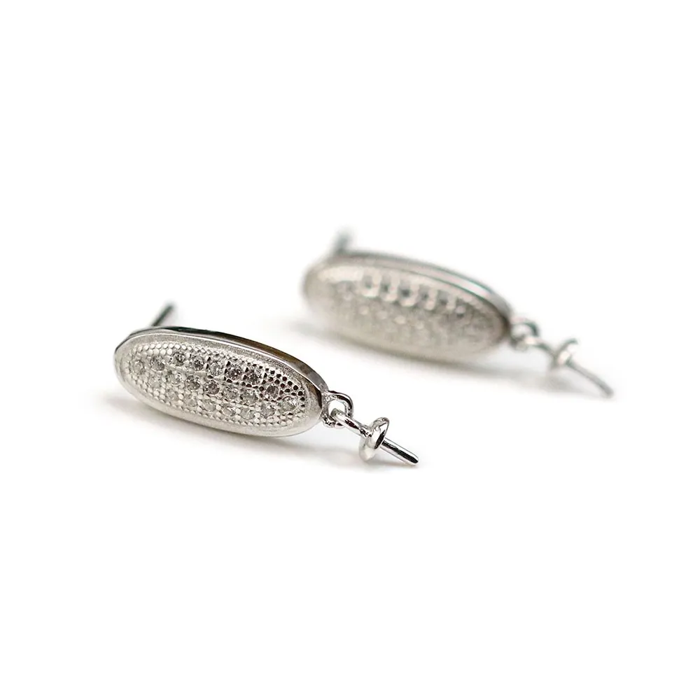 Argent 925 rhodié Clou d'oreilles x 4 pcs