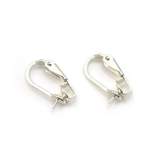 Clip pour oreille, en argent 925, pour perles ou pierres, 8-14mm x 2pcs