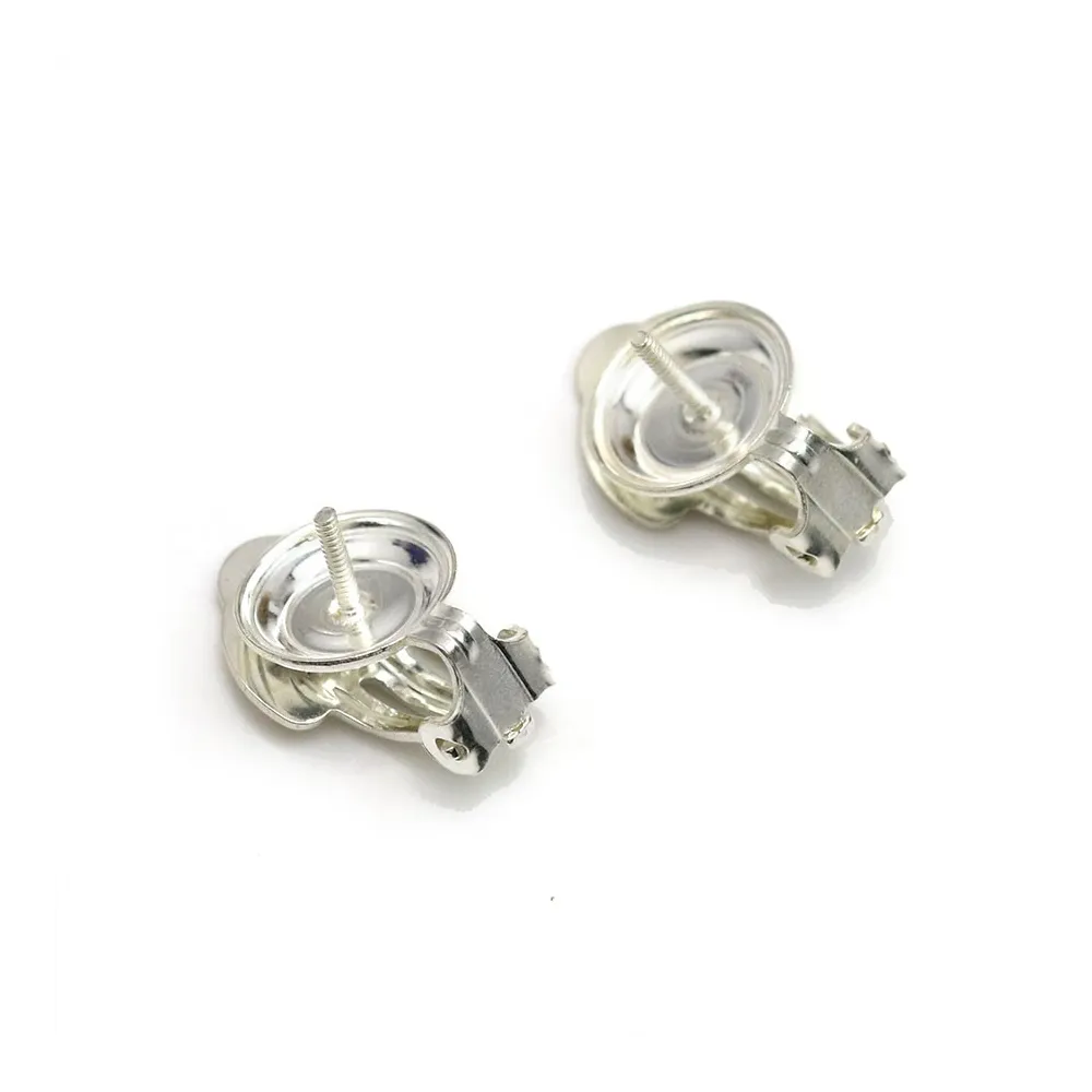 Clip d´oreilles, en argent 925, mesurant 8.5mm, pour perles semi-percée x 20pcs