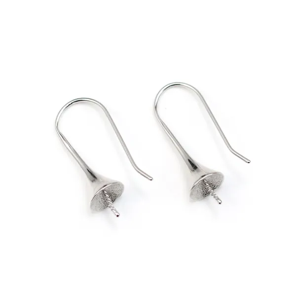 Crochets d'oreilles en argent 925, pour perles semi-percées, mesurant 32mm x 2pcs