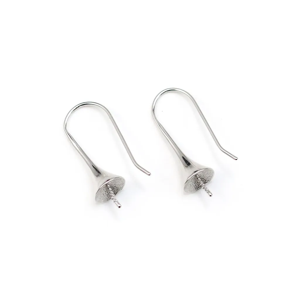 Crochets d'oreilles en argent 925, pour perles semi-percées, mesurant 32mm x 2pcs