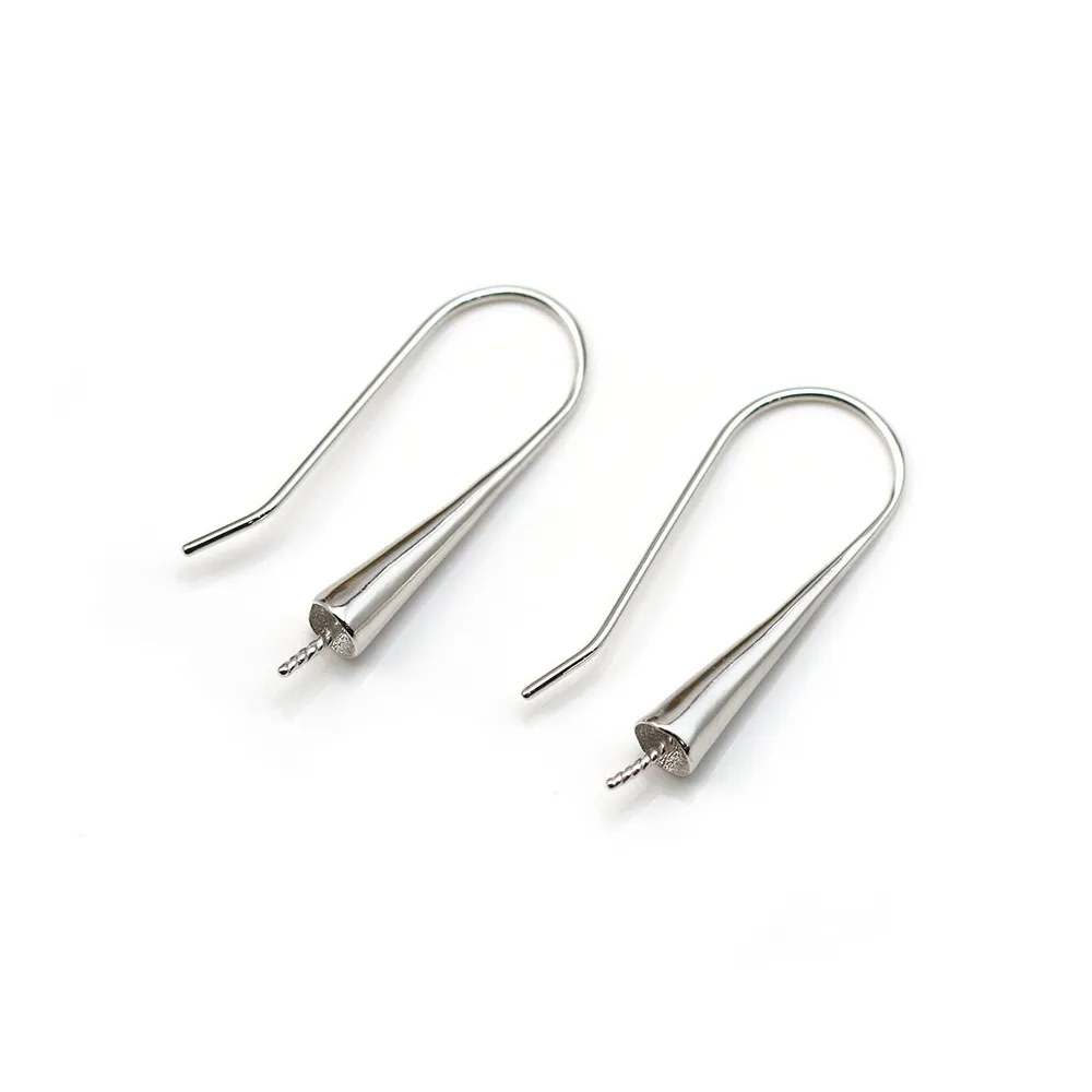 Ear hook in 925 sterling silver, for half drilled pearl, measuring 10 * 27mm x 2pcs