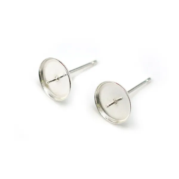 Clous d'oreilles+ support pour coller des Perles Argent  925  9mm x 2pcs