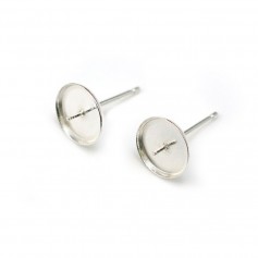 Earwires for half-drilled pearls, 925 Sterling Silver 9mm for pearl  x 2pcs