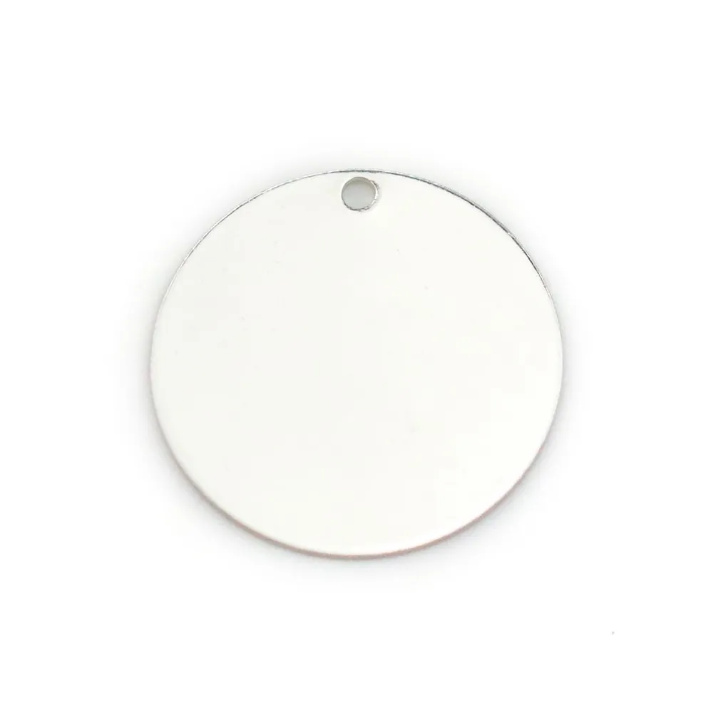 Argent 925 Breloque médaille à graver 1 côté 18mm x 1pc