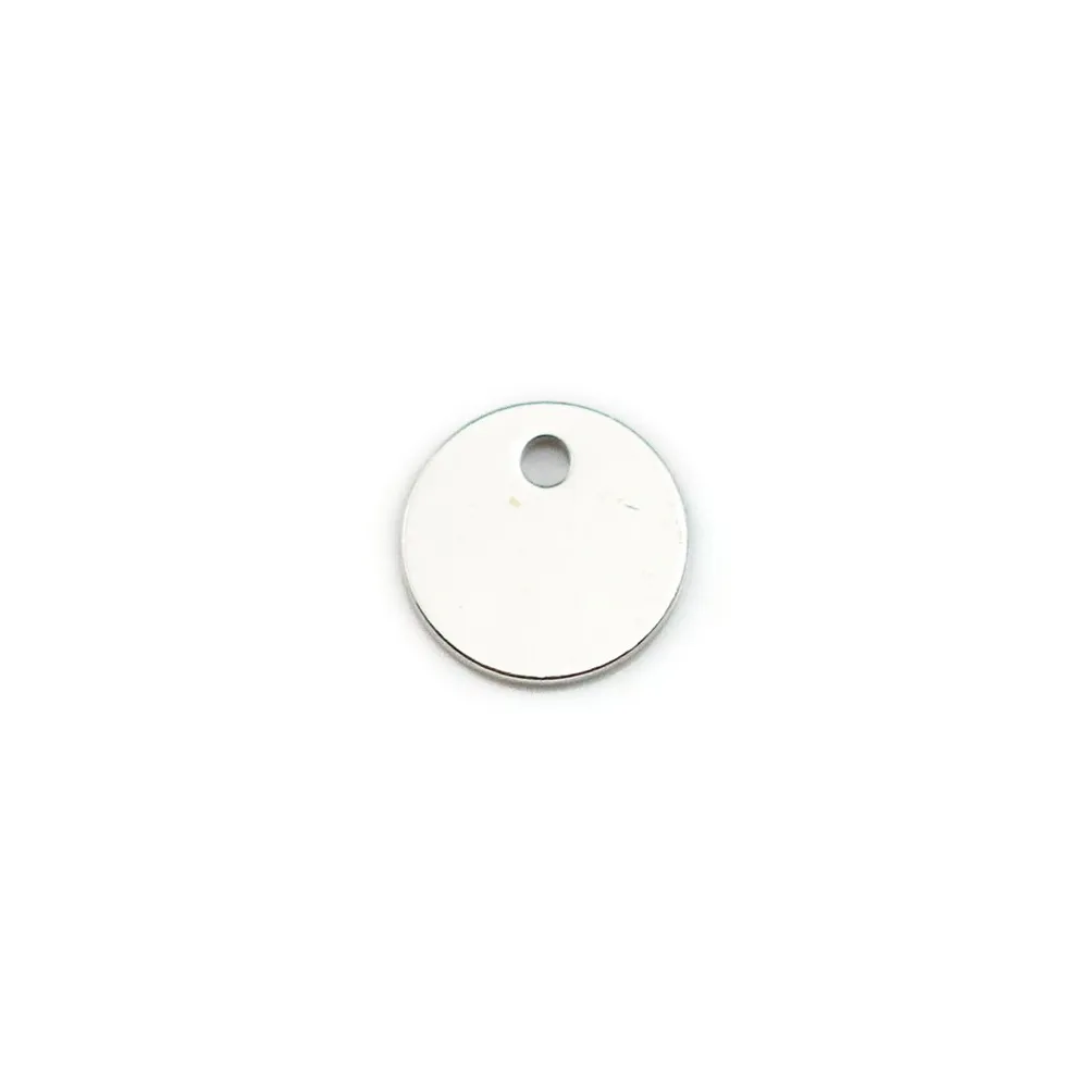 Breloque médaille ronde à graver en argent 925 8mm x 4pcs