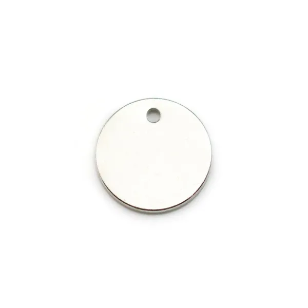Argent 925 Breloque médaille à graver 1 côté 10mm x 2pcs
