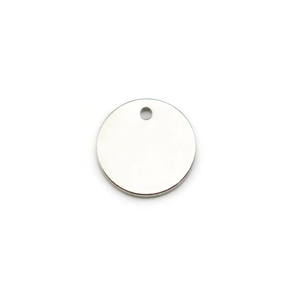 Argent 925 Breloque médaille à graver 1 côté 10mm x 2pcs