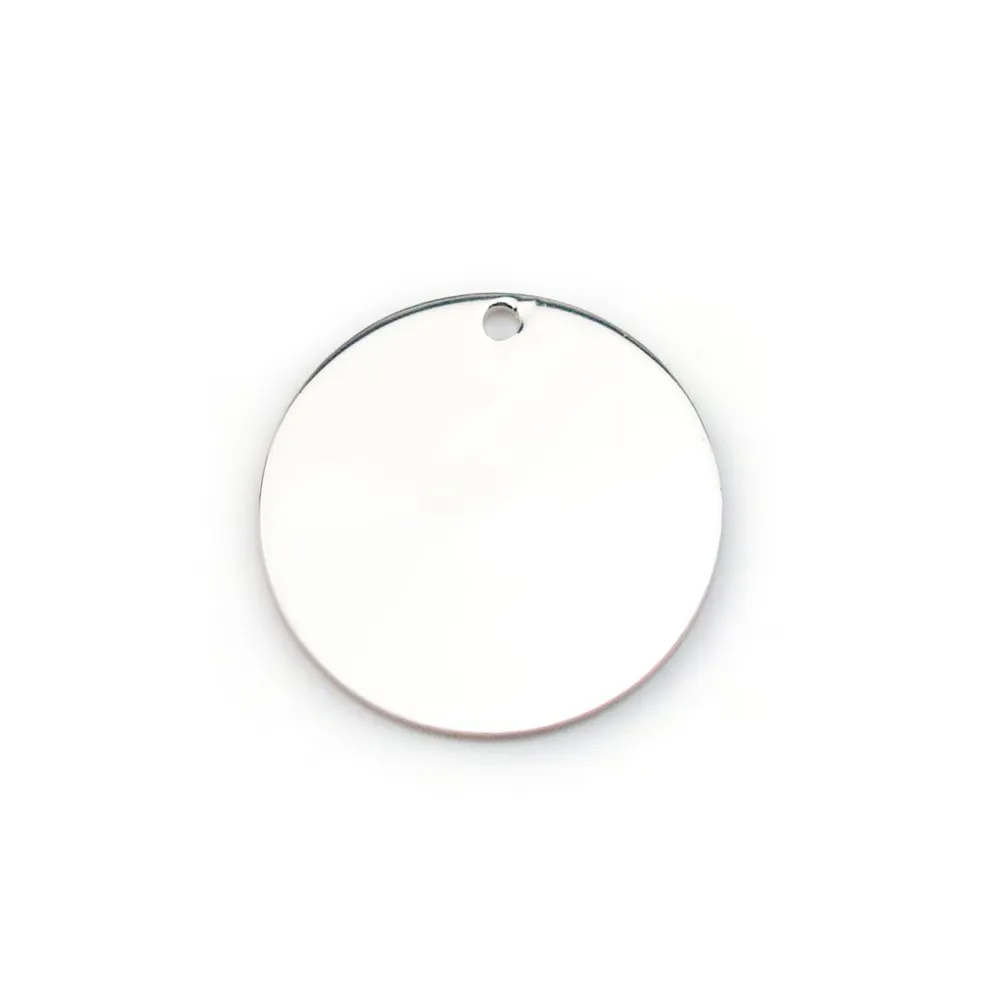 Argent 925 Breloque médaille à graver 15 mm x 1pc