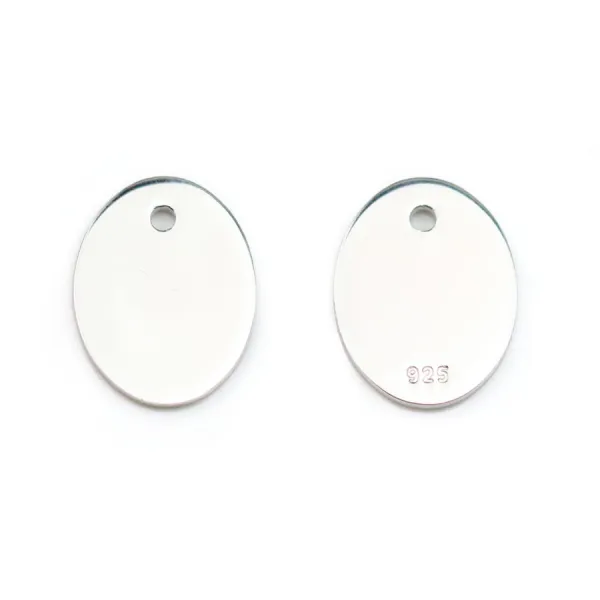 Breloque médaille ovale à graver en argent 925 11x14mm x 1pc