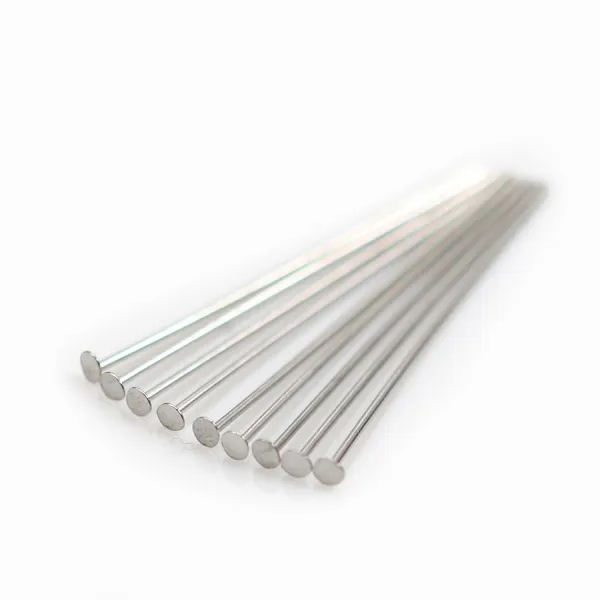 Clou tête plate  1.8X0.5X 25mm  Argent 925 Rhodié  x10pcs