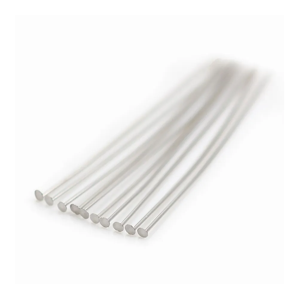 Clou à tête plate en argent 925 rhodié 1.5x0.5x40mm x10pcs