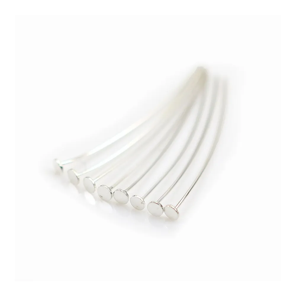 Clou à tête plate en argent 925 2x0.4x25mm x 10pcs