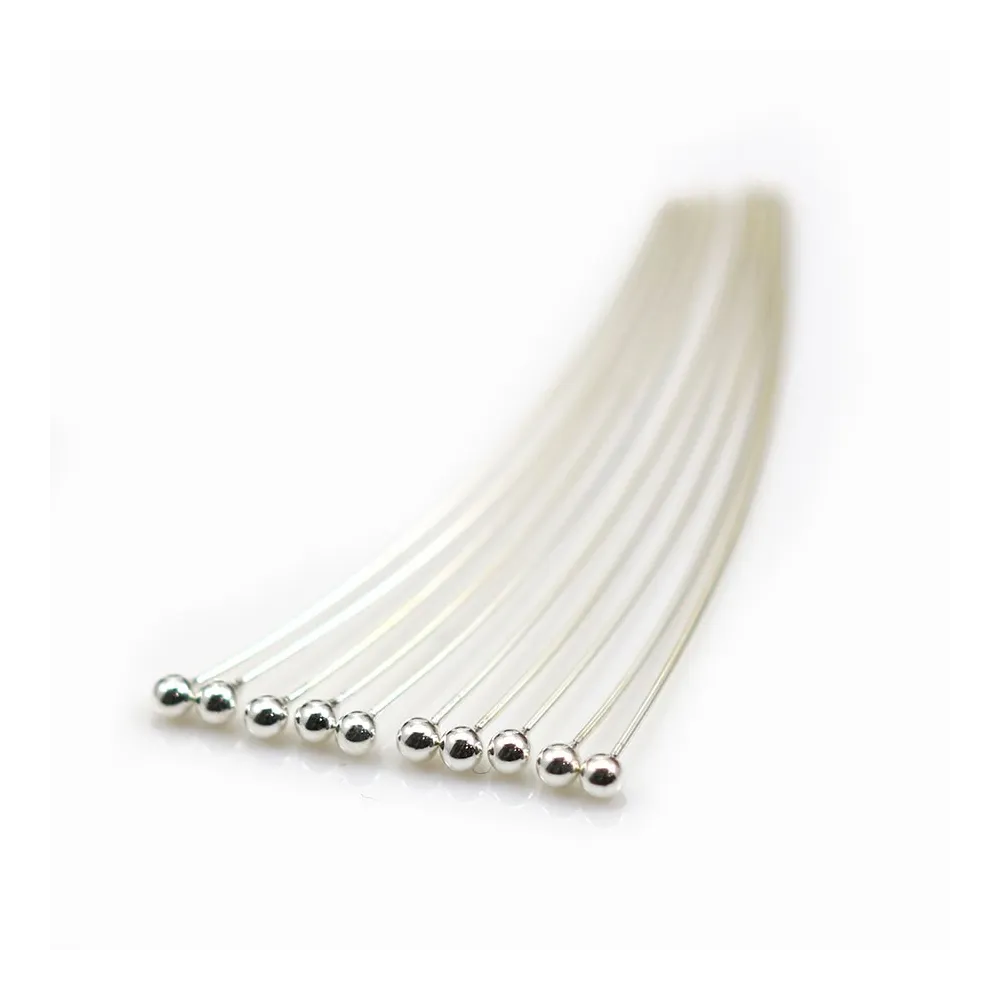 Clou tête en boule 1.7x0.4x40mm  Argent 925  x10pcs