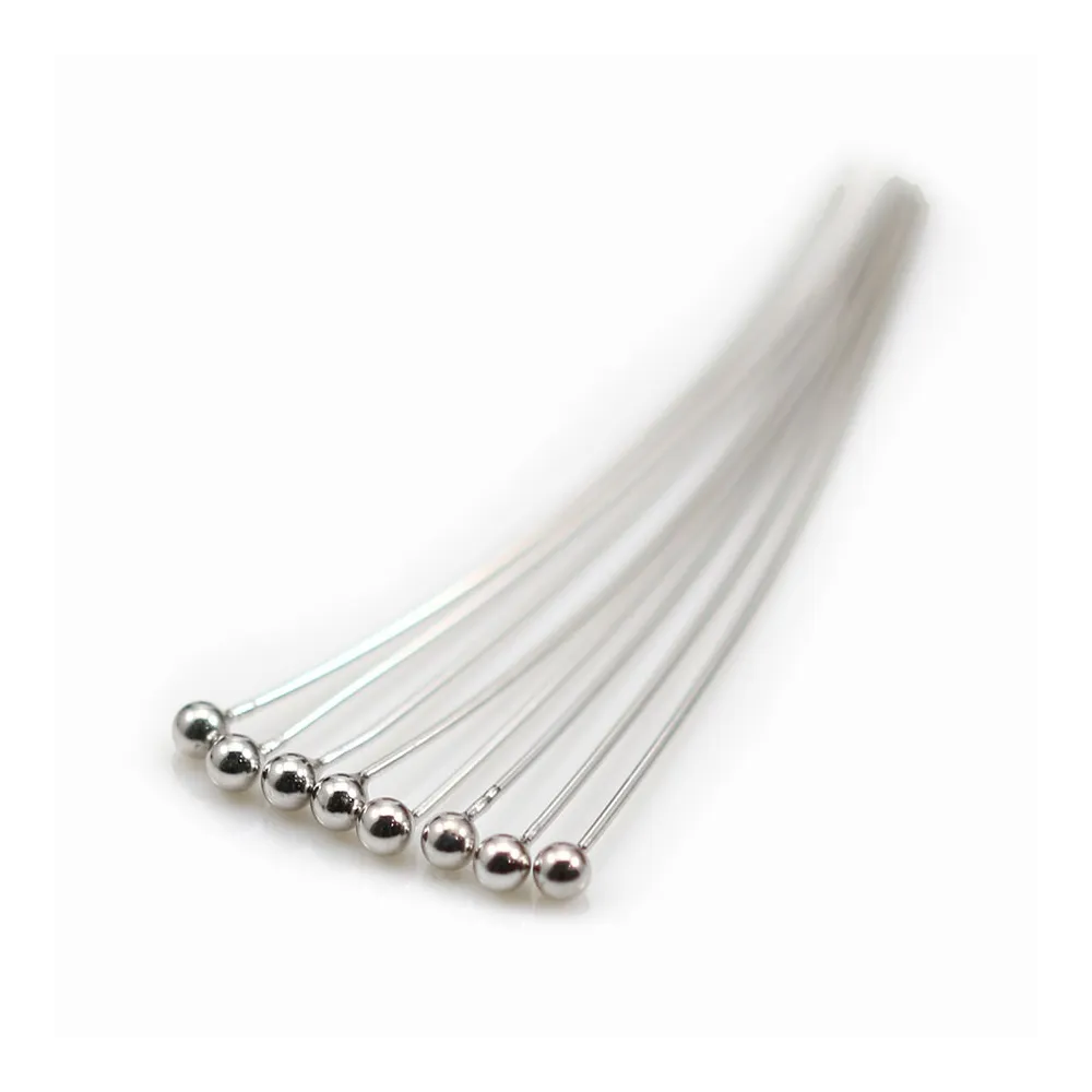 Clou à tête boule argent 925 rhodié 1.5x0.35x25mm x 10pcs