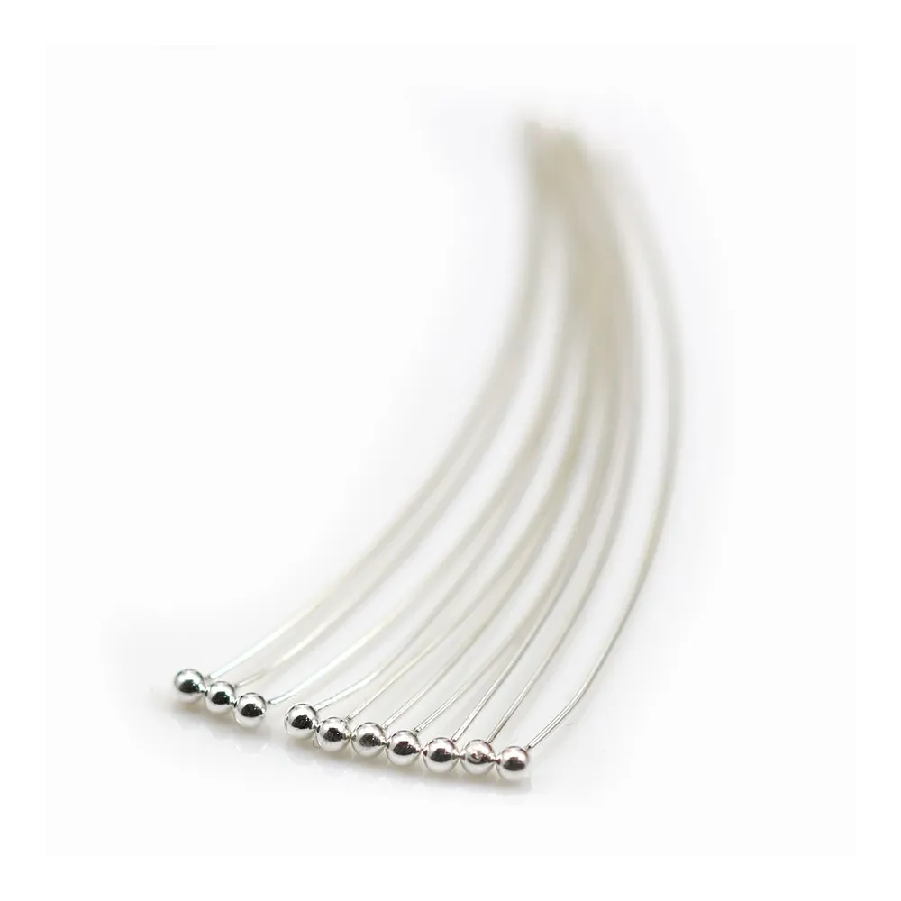 Clou à tête boule en argent 925 2x0.5x60mm x 4pcs