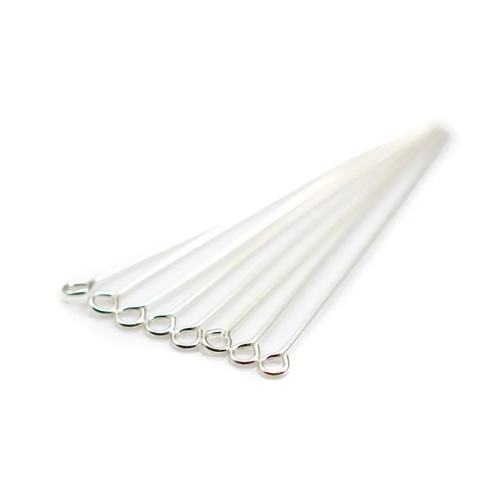Clou à anneau en argent 925 0.6x40mm x 8pcs