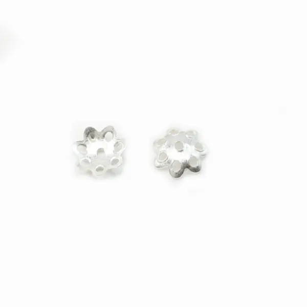 Argent 925 Coupelle en Fleur 6mm x 10pcs