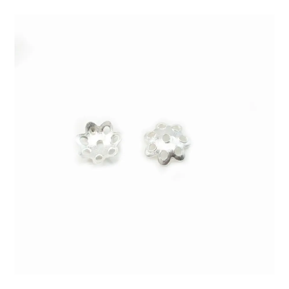 Argent 925 Coupelle en Fleur 6mm x 10pcs