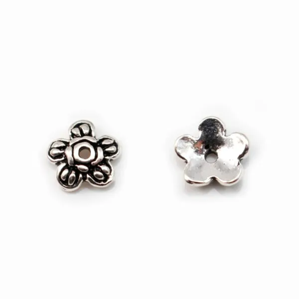 Coupelle en fleur Argent 925 7mm x 4 pcs