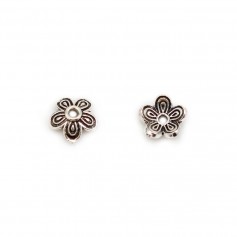 Cup in shape of flower, in 925 silver aged, in size of 7.6 * 1mm x 4pcs
