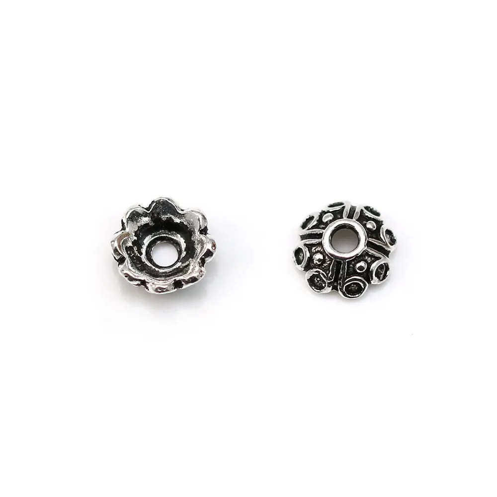 Coupelle en forme de fleur, en argent 925, de taille 7x1.6mm x 4pcs