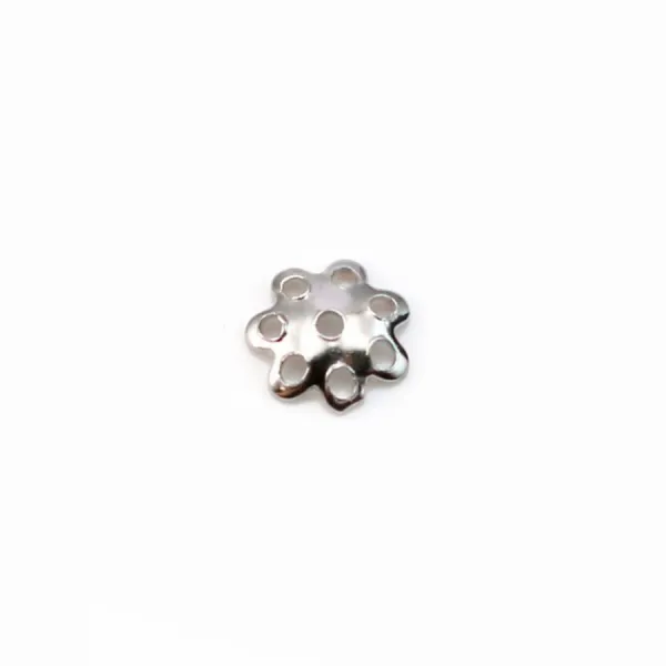 Coupelle en Fleur Argent 925 Rhodié 6mm x 10pcs